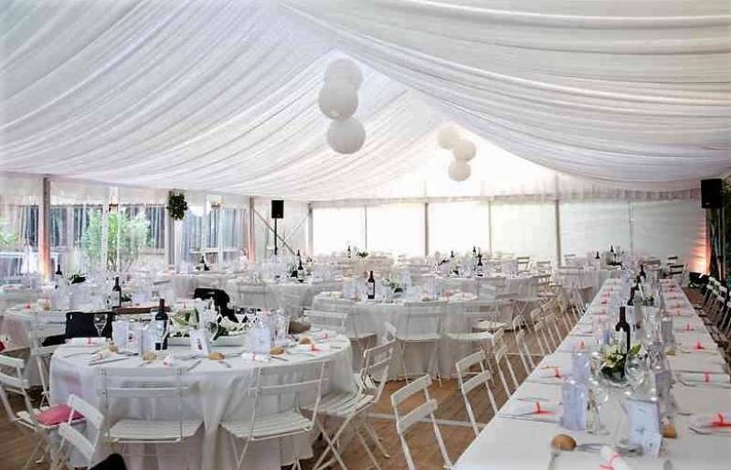 tente grande surfac pour mariage dans les Landes avec Vélum plissé